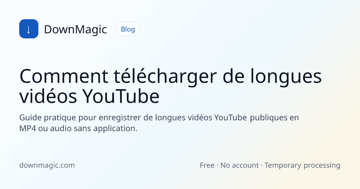 Comment télécharger de longues vidéos YouTube - DownMagic illustration de guide