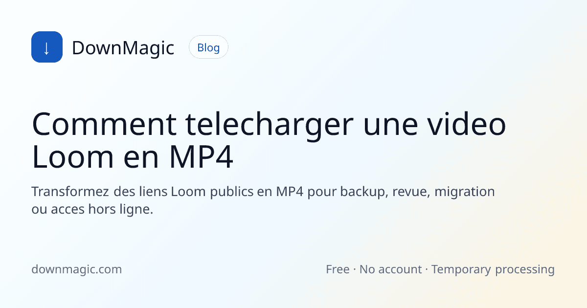 Comment telecharger une video Loom en MP4 - DownMagic illustration de guide