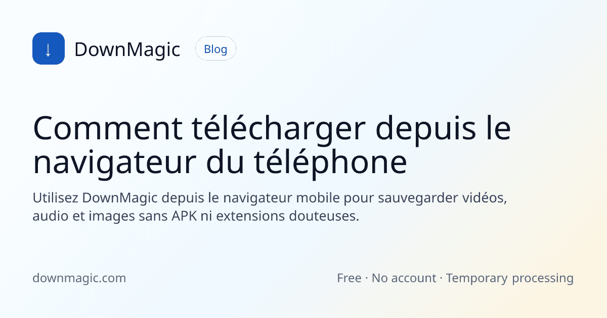 Comment télécharger depuis le navigateur du téléphone - DownMagic illustration de guide