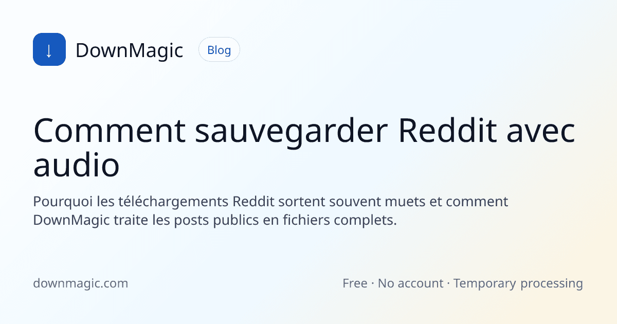 Comment sauvegarder Reddit avec audio - DownMagic illustration de guide