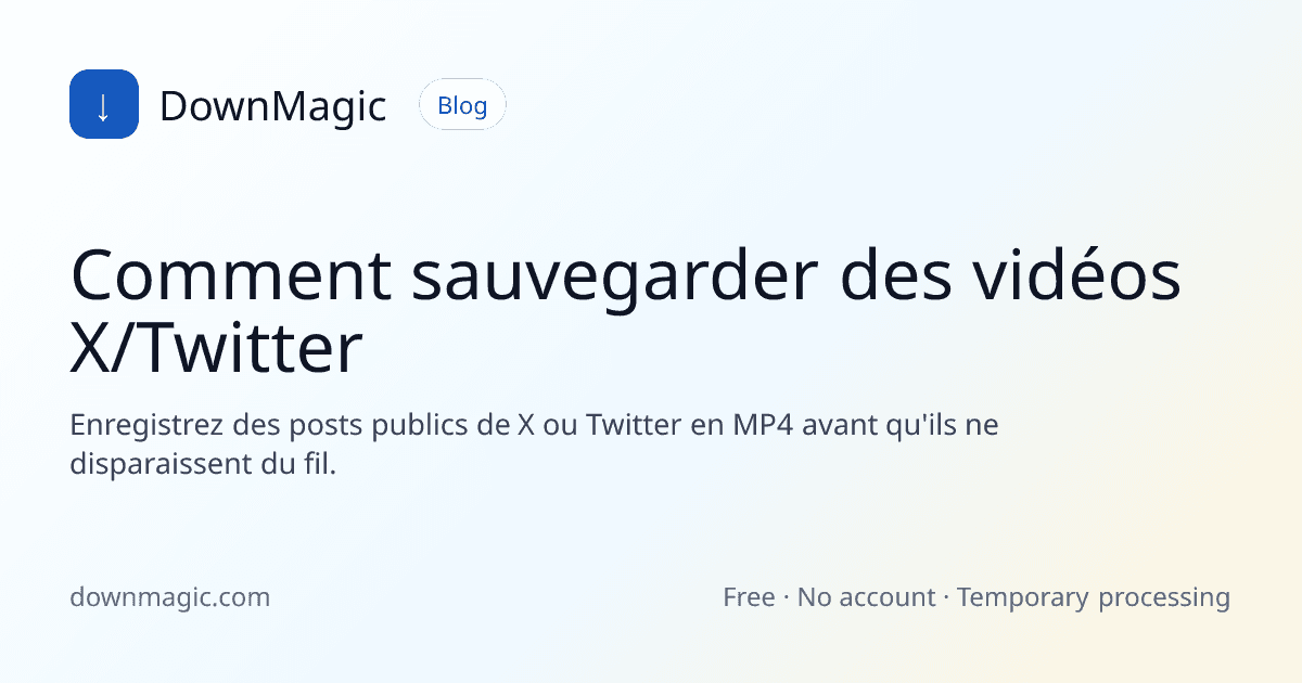 Comment sauvegarder des vidéos X/Twitter - DownMagic illustration de guide