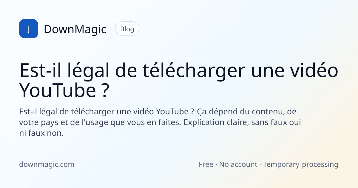 Est-il légal de télécharger une vidéo YouTube ? - DownMagic illustration de guide