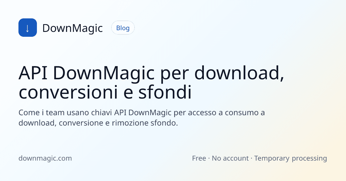 API DownMagic per download, conversioni e sfondi - DownMagic illustrazione della guida