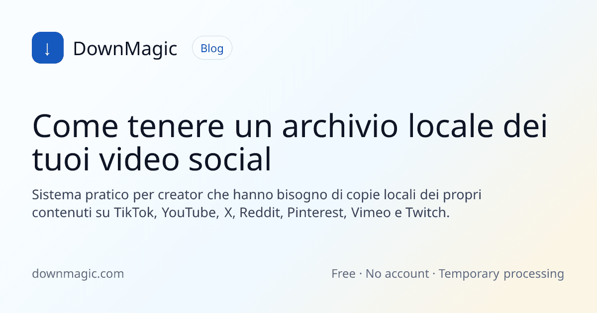 Come tenere un archivio locale dei tuoi video social - DownMagic illustrazione della guida