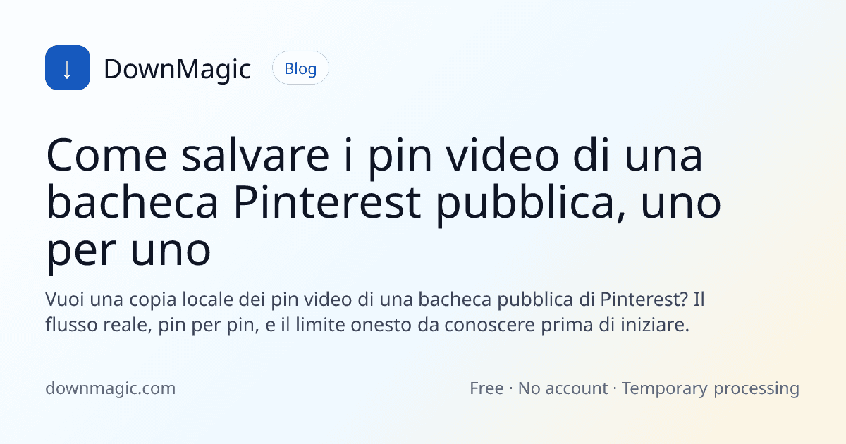 Come salvare i pin video di una bacheca Pinterest pubblica, uno per uno - DownMagic illustrazione della guida