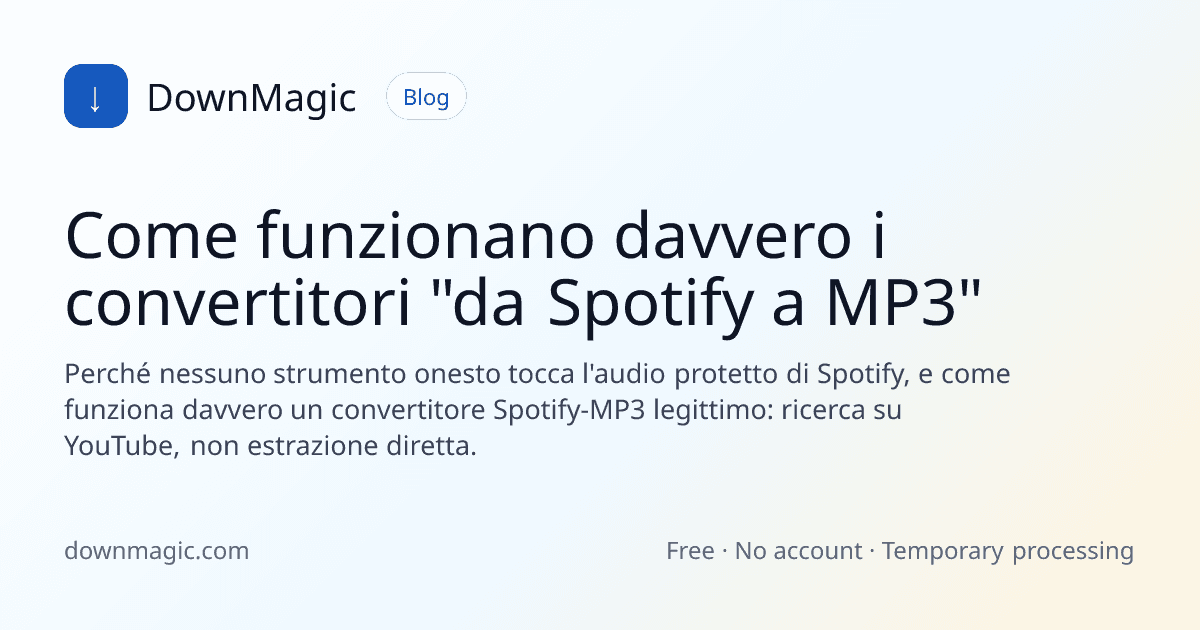 Come funzionano davvero i convertitori "da Spotify a MP3" - DownMagic illustrazione della guida