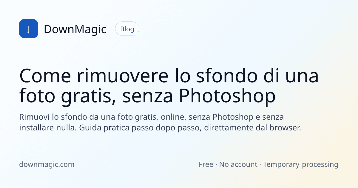 Come rimuovere lo sfondo di una foto gratis, senza Photoshop - DownMagic illustrazione della guida