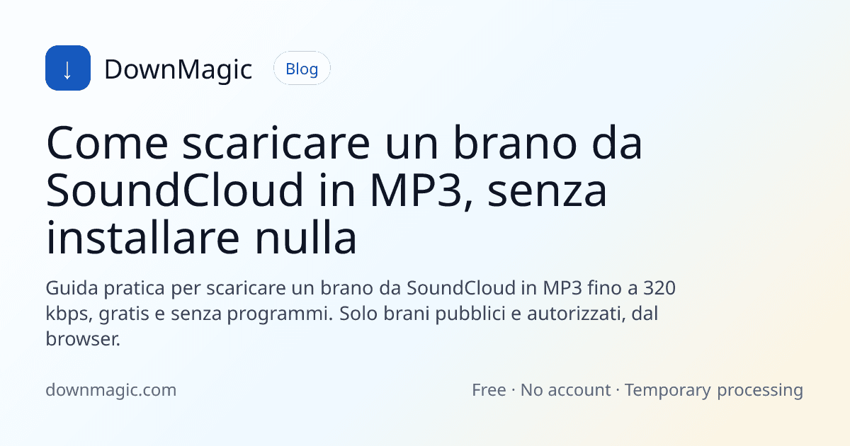 Come scaricare un brano da SoundCloud in MP3, senza installare nulla - DownMagic illustrazione della guida