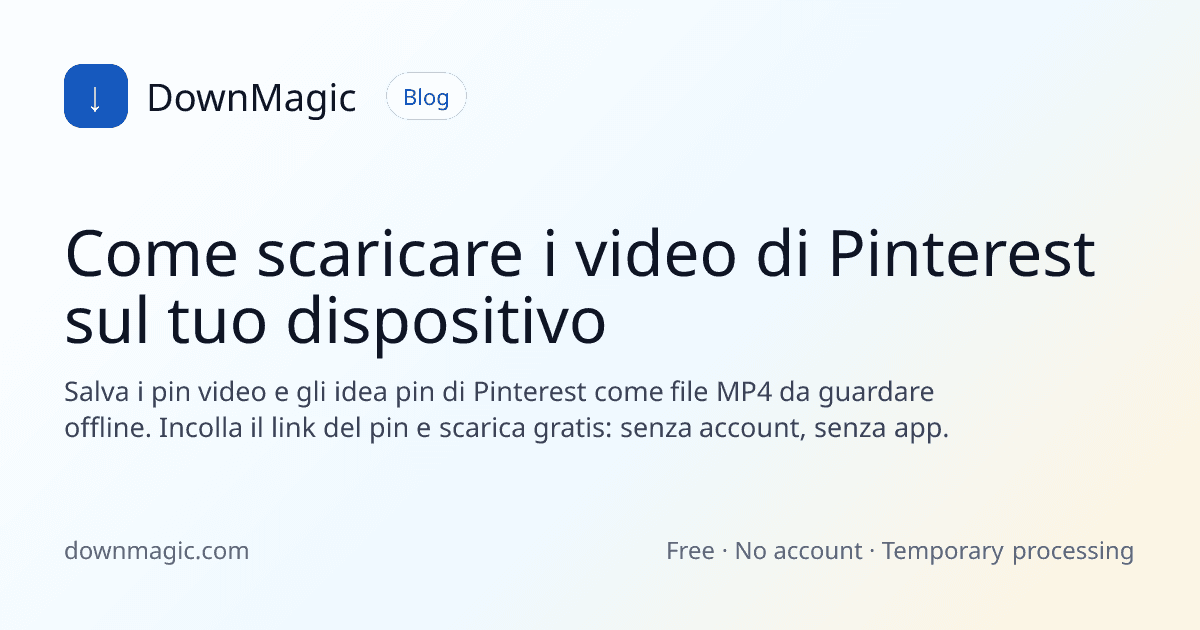 Come scaricare i video di Pinterest sul tuo dispositivo - DownMagic illustrazione della guida