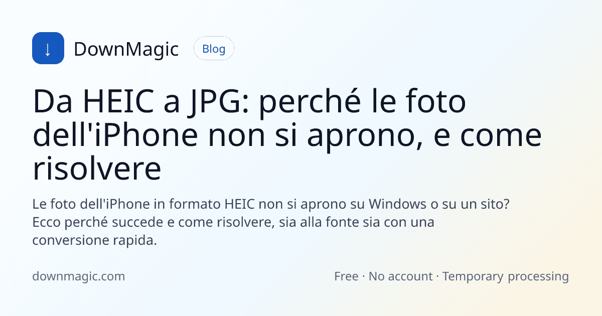 Da HEIC a JPG: perché le foto dell'iPhone non si aprono, e come risolvere - DownMagic illustrazione della guida
