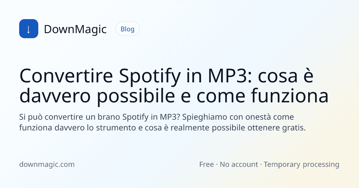 Convertire Spotify in MP3: cosa è davvero possibile e come funziona - DownMagic illustrazione della guida
