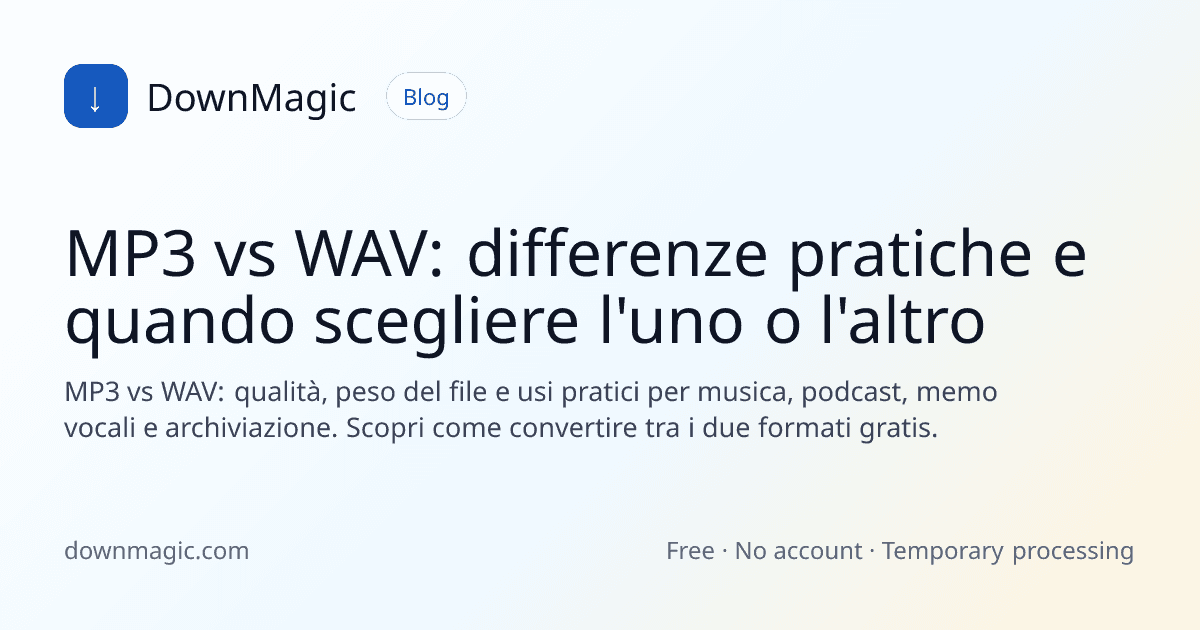 MP3 vs WAV: differenze pratiche e quando scegliere l'uno o l'altro - DownMagic illustrazione della guida