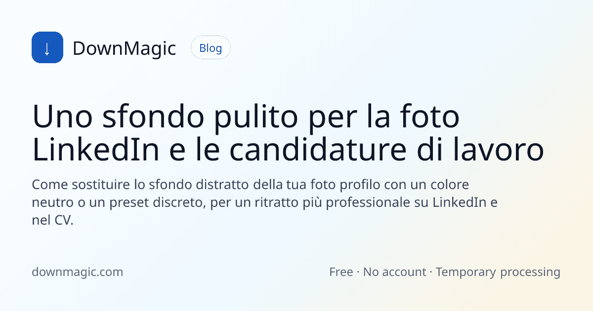 Uno sfondo pulito per la foto LinkedIn e le candidature di lavoro - DownMagic illustrazione della guida
