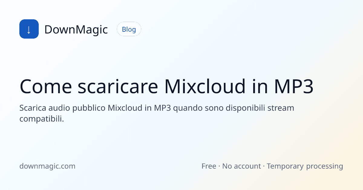 Come scaricare Mixcloud in MP3 - DownMagic illustrazione della guida
