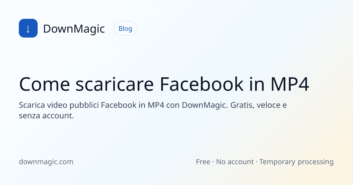 Come scaricare Facebook in MP4 - DownMagic illustrazione della guida