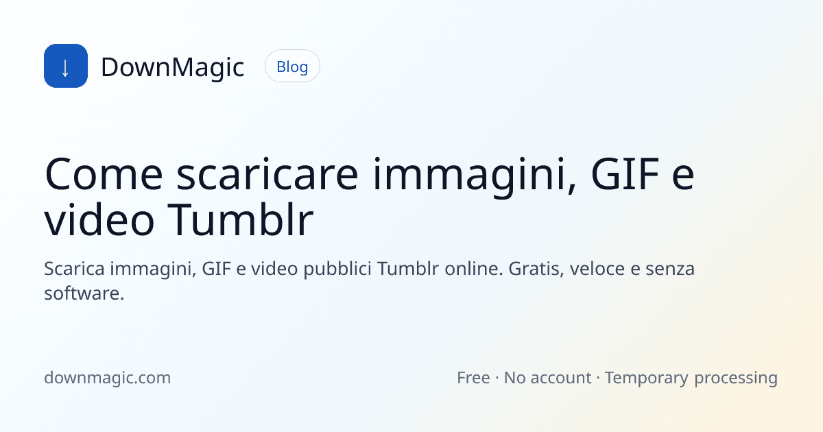 Come scaricare immagini, GIF e video Tumblr - DownMagic illustrazione della guida