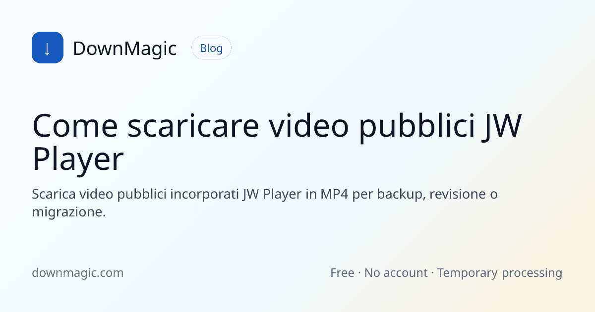 Come scaricare video pubblici JW Player - DownMagic illustrazione della guida