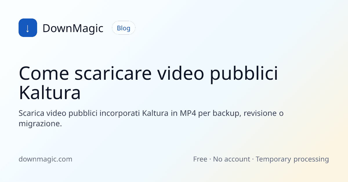 Come scaricare video pubblici Kaltura - DownMagic illustrazione della guida