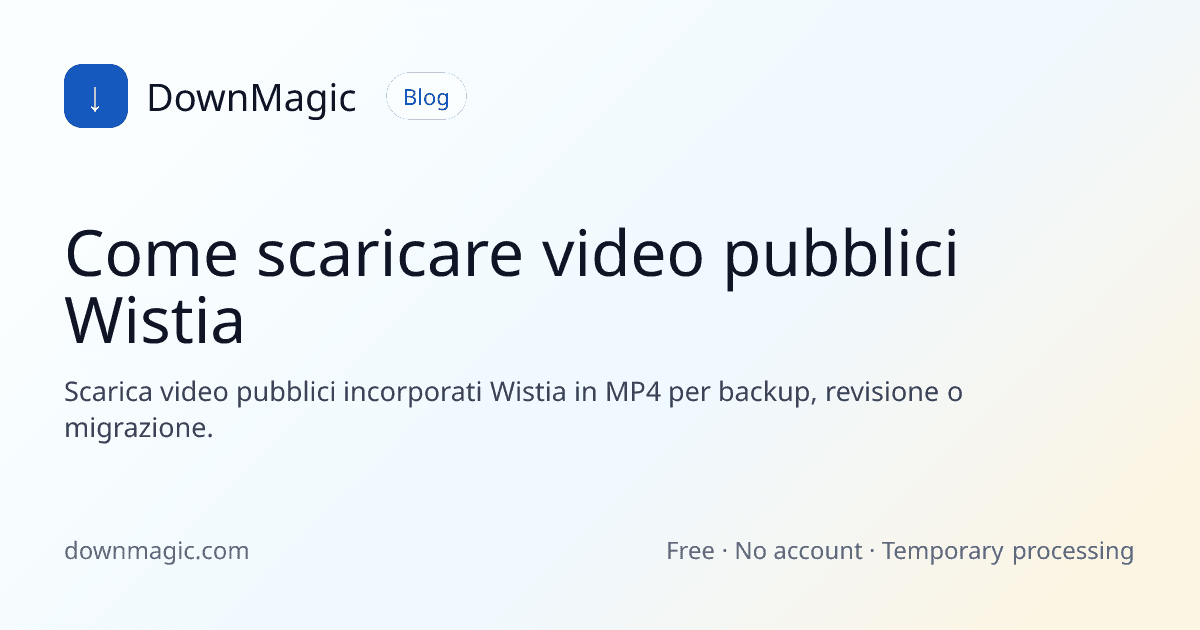 Come scaricare video pubblici Wistia - DownMagic illustrazione della guida