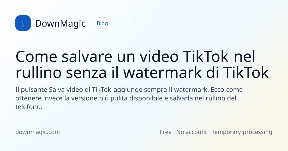 Come salvare un video TikTok nel rullino senza il watermark di TikTok - DownMagic illustrazione della guida