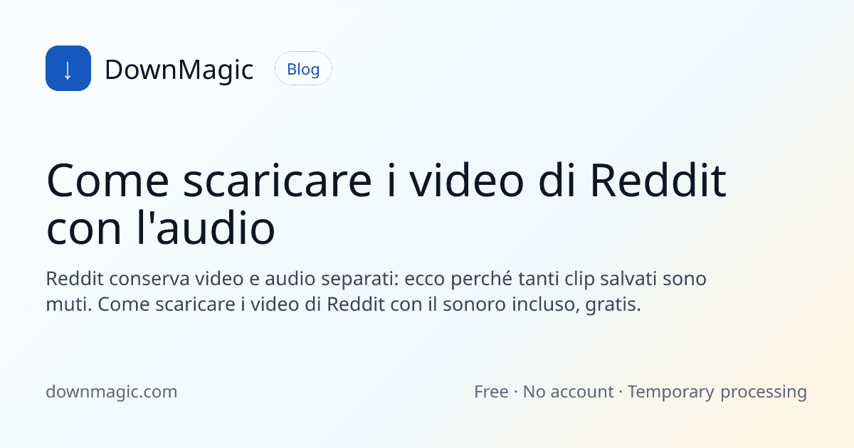 Come scaricare i video di Reddit con l'audio - DownMagic illustrazione della guida