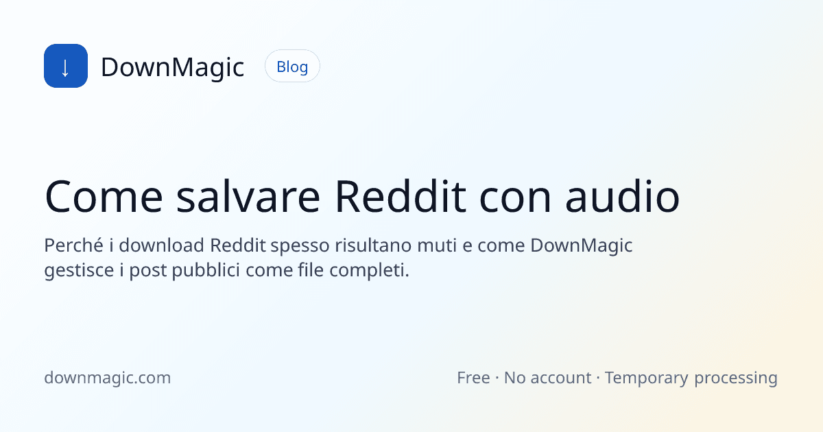 Come salvare Reddit con audio - DownMagic illustrazione della guida