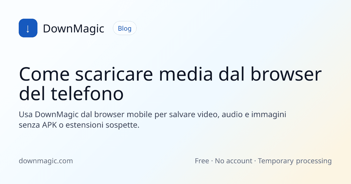 Come scaricare media dal browser del telefono - DownMagic illustrazione della guida