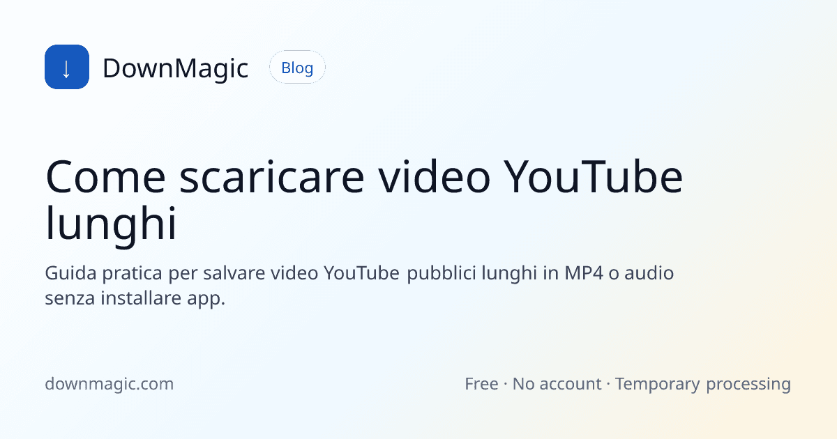 Come scaricare video YouTube lunghi - DownMagic illustrazione della guida