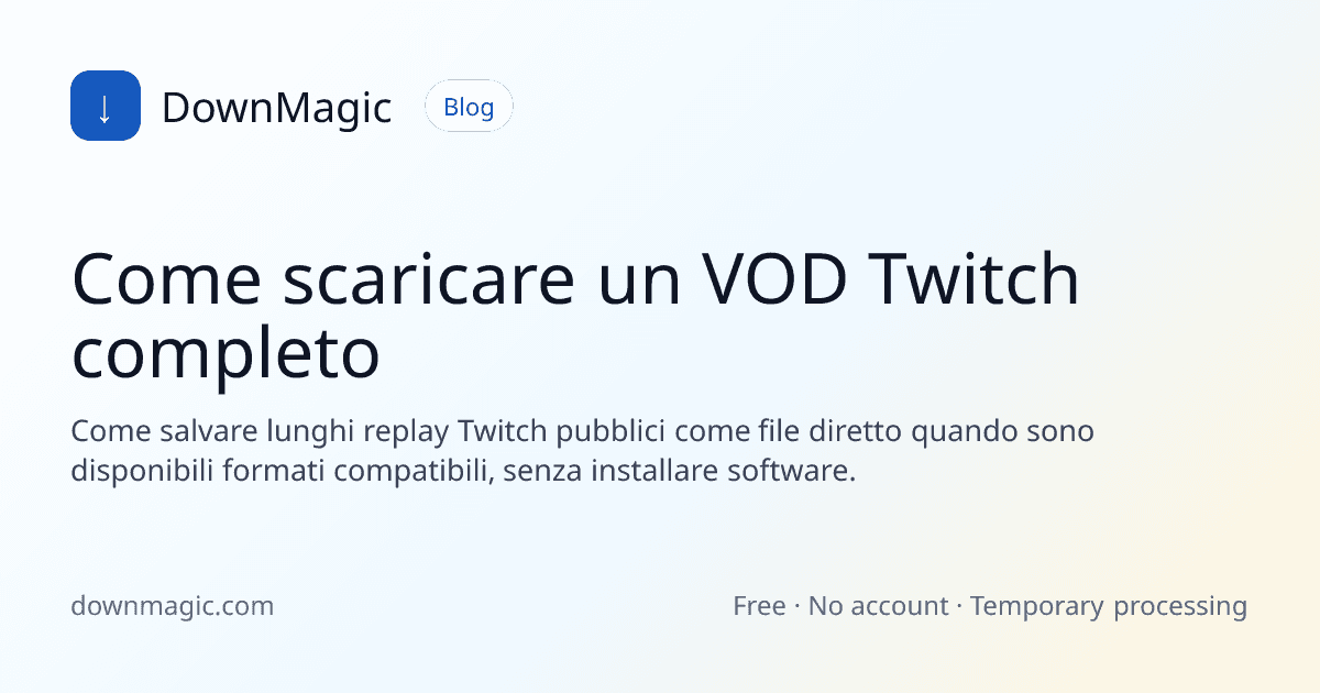 Come scaricare un VOD Twitch completo - DownMagic illustrazione della guida