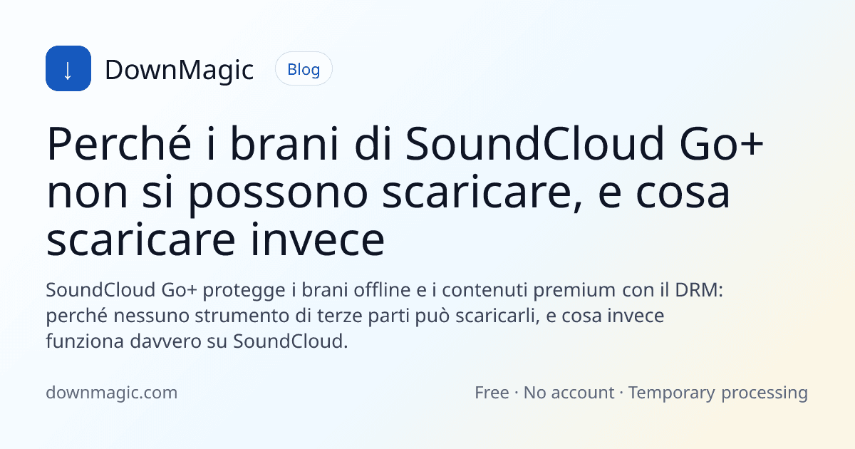 Perché i brani di SoundCloud Go+ non si possono scaricare, e cosa scaricare invece - DownMagic illustrazione della guida