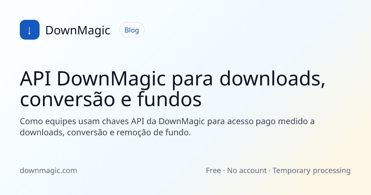 API DownMagic para downloads, conversão e fundos - DownMagic ilustração de guia