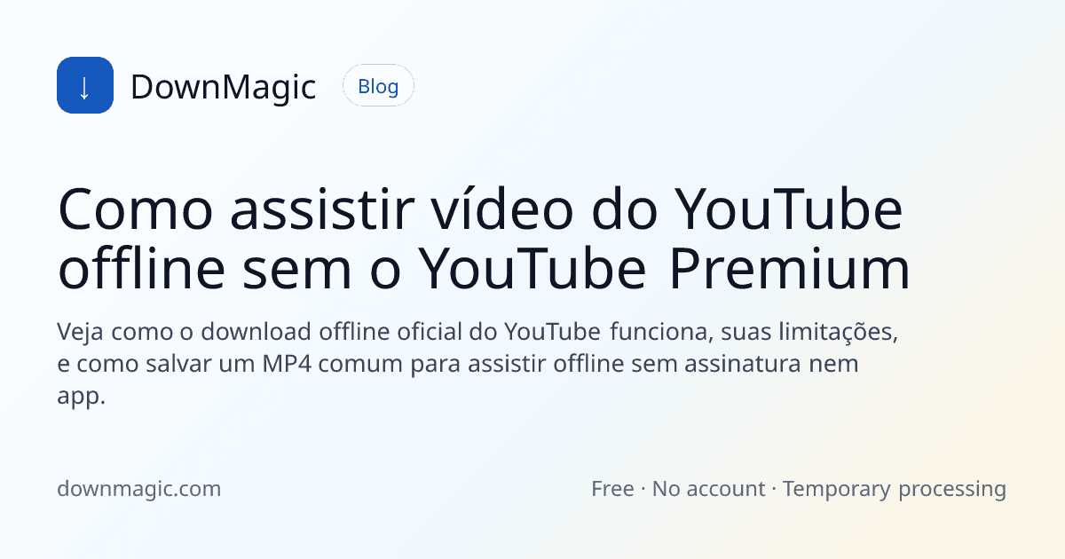 Como assistir vídeo do YouTube offline sem o YouTube Premium - DownMagic ilustração de guia