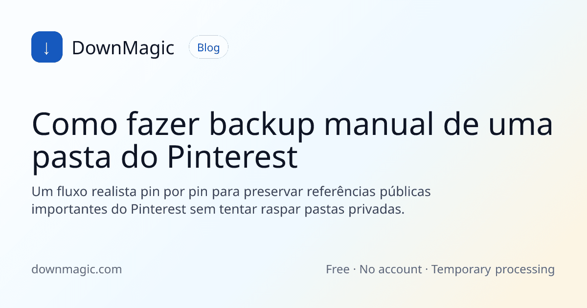 Como fazer backup manual de uma pasta do Pinterest - DownMagic ilustração de guia