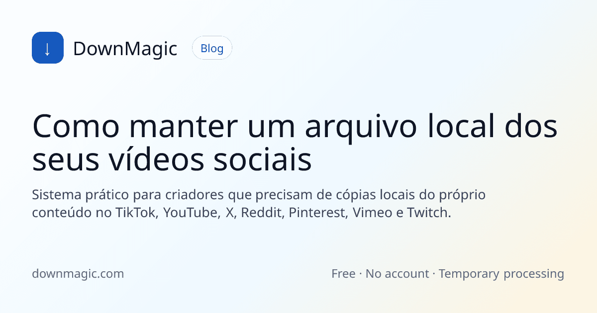 Como manter um arquivo local dos seus vídeos sociais - DownMagic ilustração de guia