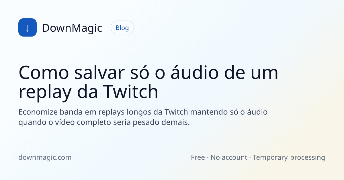 Como salvar só o áudio de um replay da Twitch - DownMagic ilustração de guia