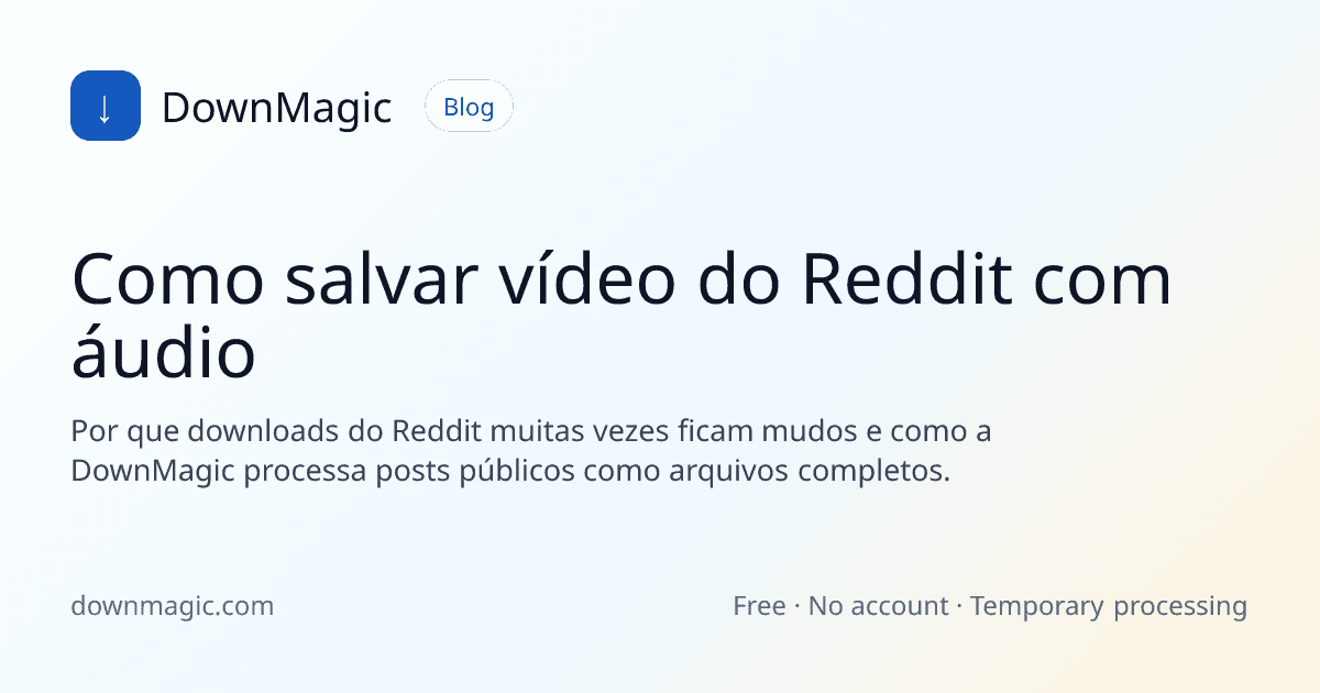 Como salvar vídeo do Reddit com áudio - DownMagic ilustração de guia
