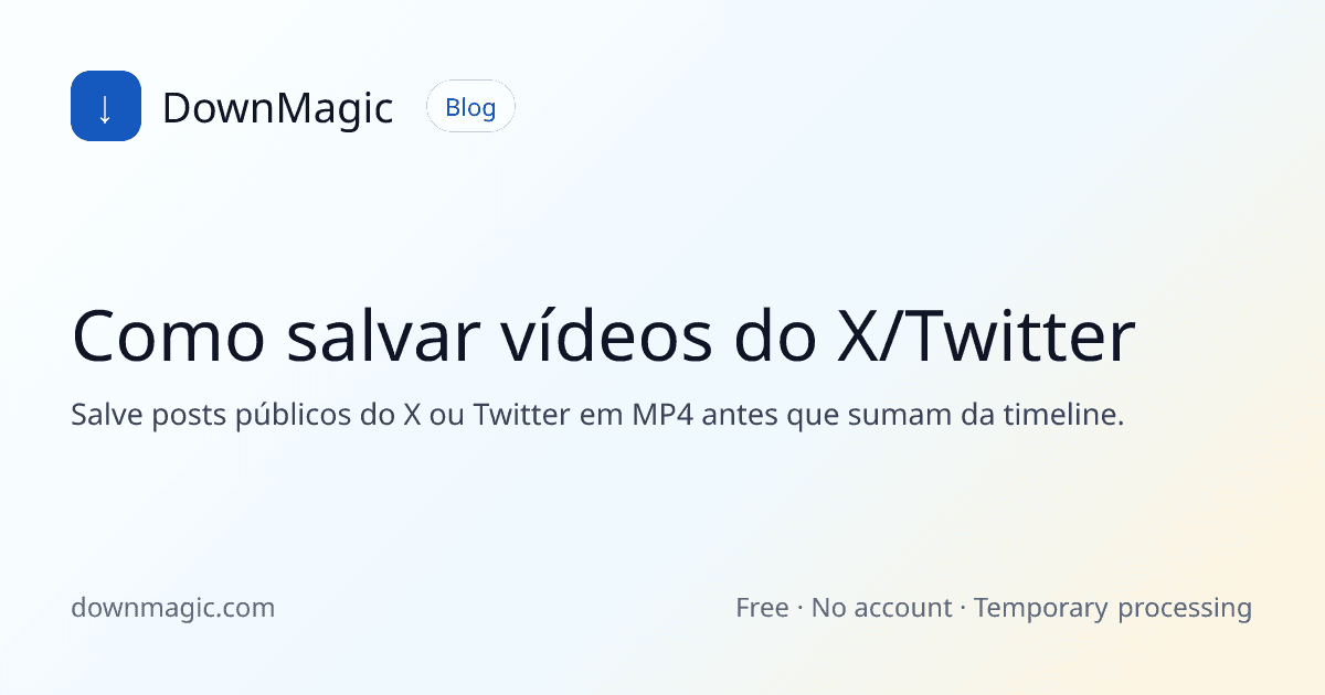 Como salvar vídeos do X/Twitter - DownMagic ilustração de guia