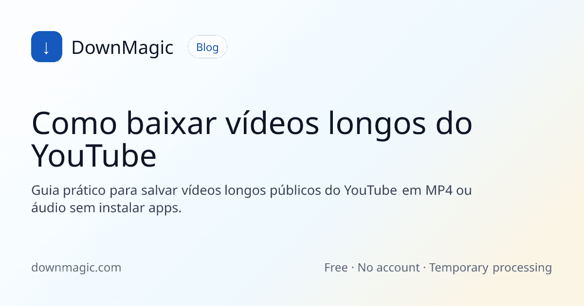 Como baixar vídeos longos do YouTube - DownMagic ilustração de guia