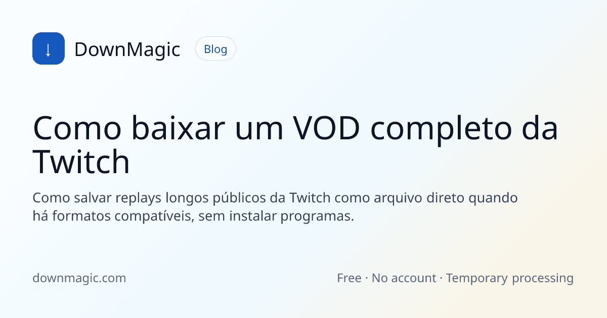 Como baixar um VOD completo da Twitch - DownMagic ilustração de guia