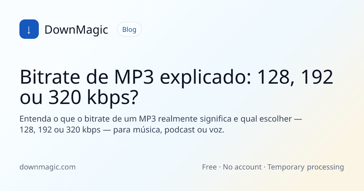 Bitrate de MP3 explicado: 128, 192 ou 320 kbps? - DownMagic ilustração de guia