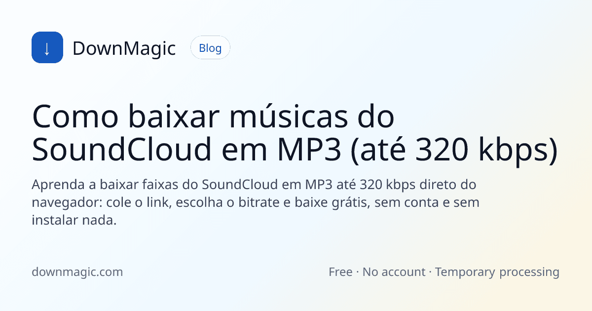 Como baixar músicas do SoundCloud em MP3 (até 320 kbps) - DownMagic ilustração de guia