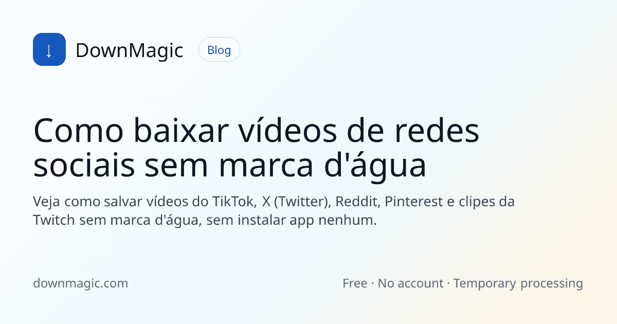 Como baixar vídeos de redes sociais sem marca d'água - DownMagic ilustração de guia