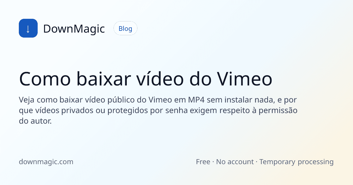 Como baixar vídeo do Vimeo - DownMagic ilustração de guia