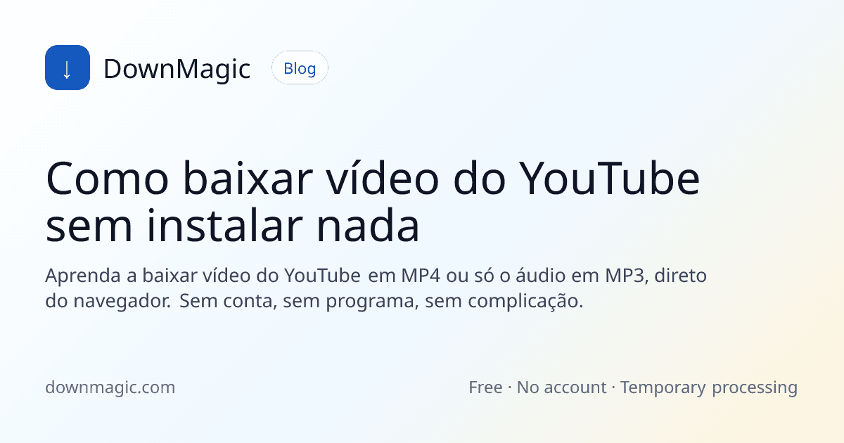Como baixar vídeo do YouTube sem instalar nada - DownMagic ilustração de guia