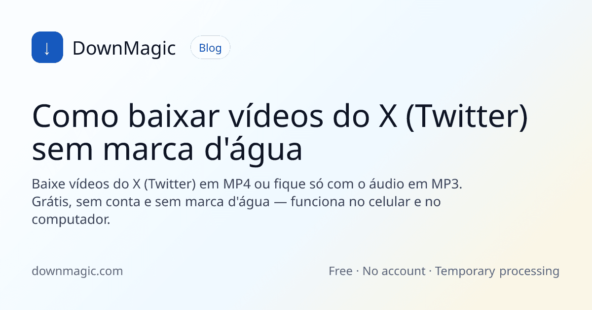 Como baixar vídeos do X (Twitter) sem marca d'água - DownMagic ilustração de guia