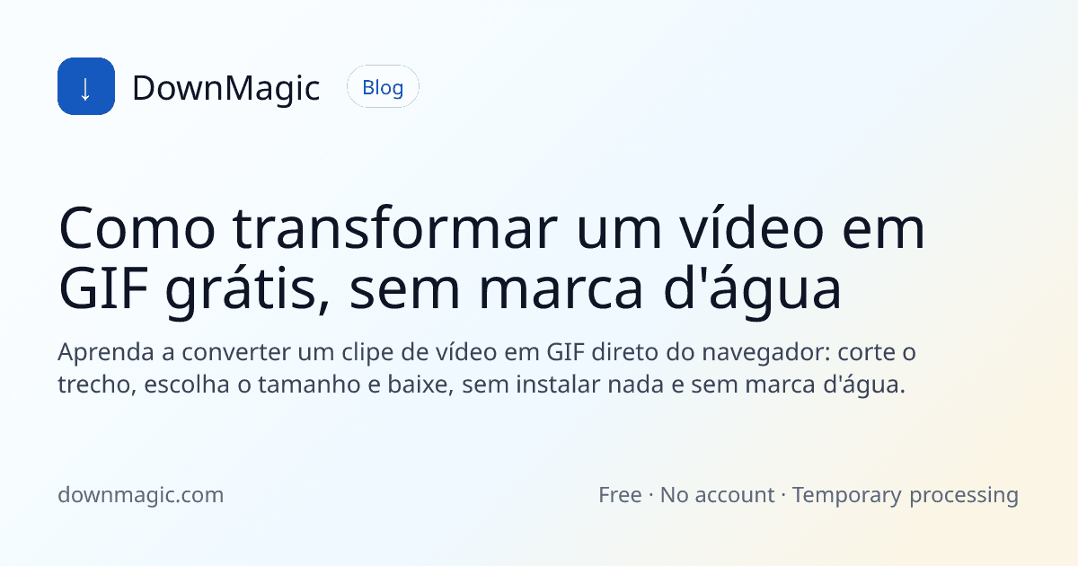 Como transformar um vídeo em GIF grátis, sem marca d'água - DownMagic ilustração de guia