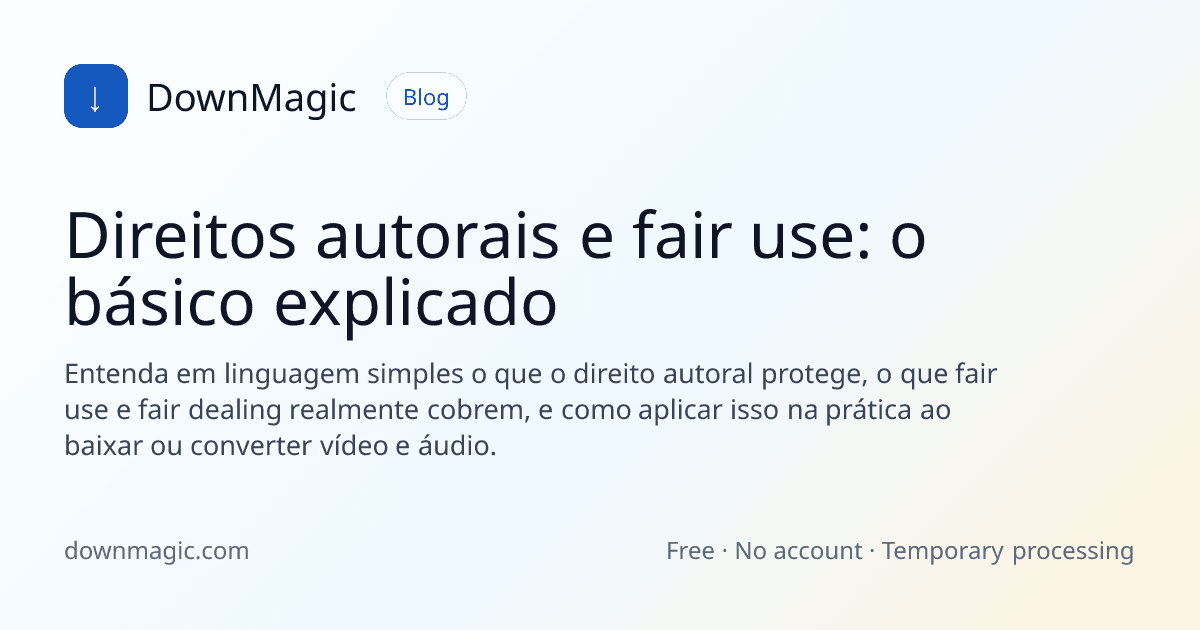 Direitos autorais e fair use: o básico explicado - DownMagic ilustração de guia