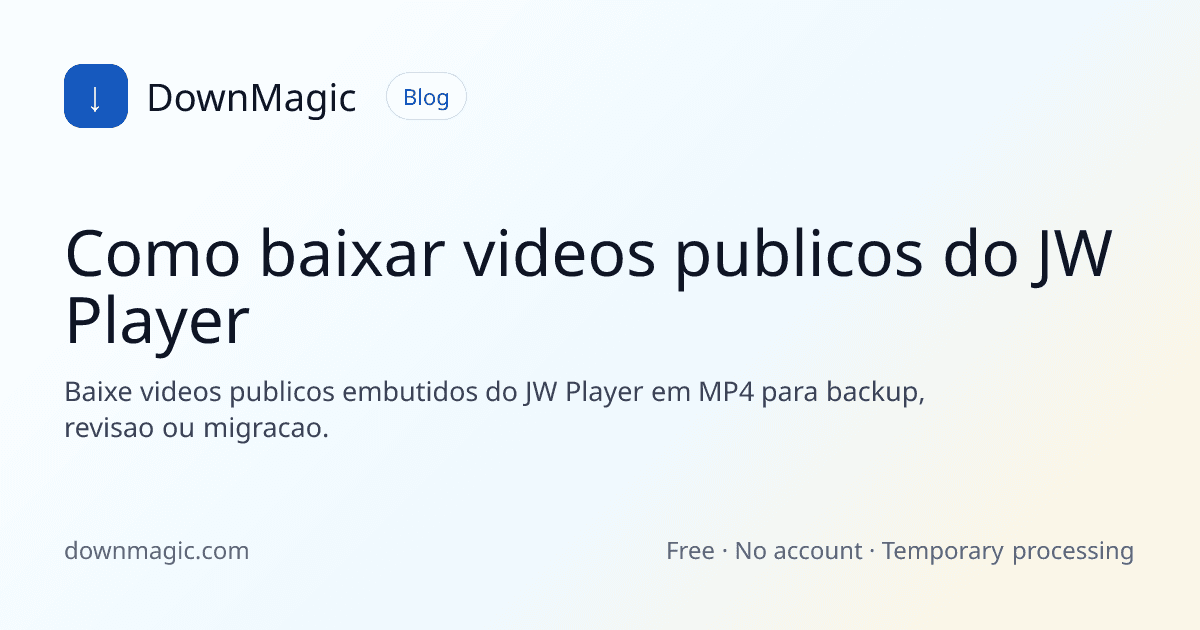 Como baixar videos publicos do JW Player - DownMagic ilustração de guia