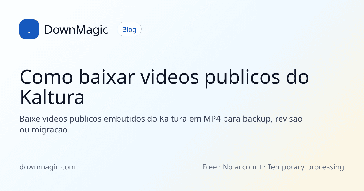 Como baixar videos publicos do Kaltura - DownMagic ilustração de guia