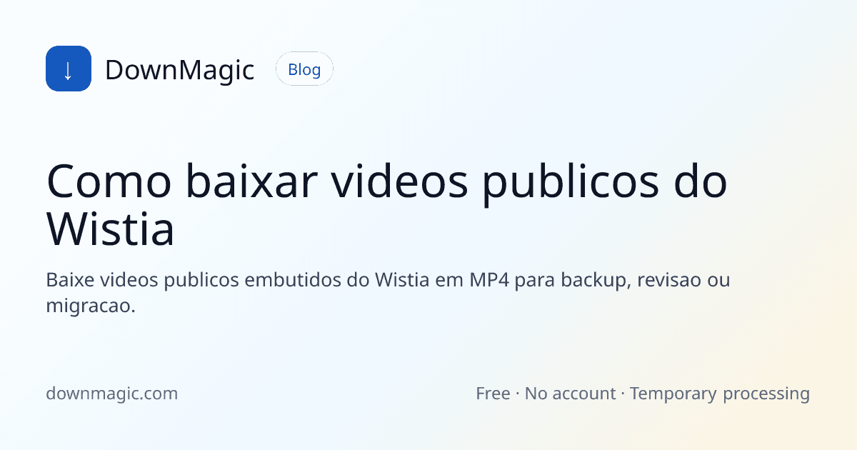 Como baixar videos publicos do Wistia - DownMagic ilustração de guia